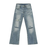 Hearujoy American Style Men's Denim Pants Casual Worn-out Hole Wide Leg Menwear Straight Solid Color Male Bottom Chic 9C6608